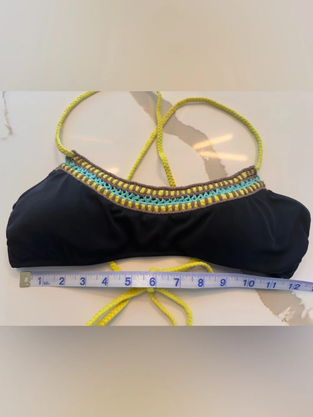 Victoria’s Secret The Teeny Bikini Set Black Neon Crochet Tassels - S/M